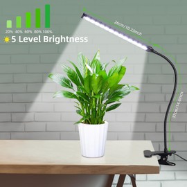 SUNPIN Grow Lights for Indoor Plants Growing, 6500K White LED Grow Light Lamp, 9 Dimmable Settings, Plant Growth Lamp for Indoor Plants with White Spectrum, Adjustable Gooseneck, 3/9/12H Timer