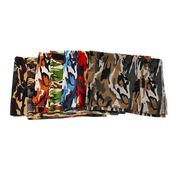 Camouflage Cotton Fabric, 7Pcs Wide Assorted Styles Soft Breathable Patchwork