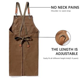 Turbokey Apron Gift for Kids with Pocket for Boys and Girls, Comfortable Cotton Canvas for Cooking, Painting, DIY Projects, Baking (Darkblue)