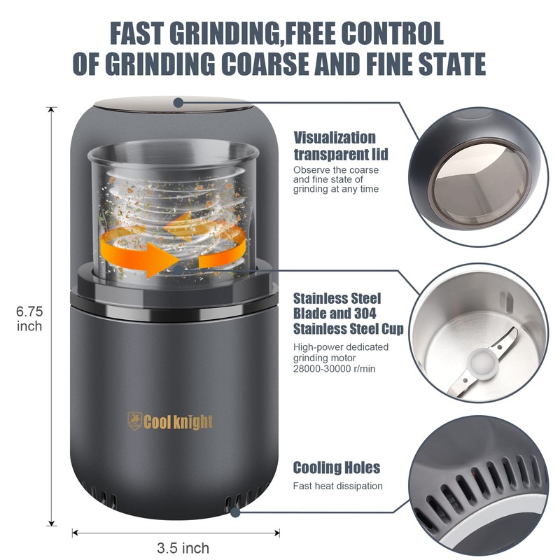 COOL KNIGHT Herb Grinder [large capacity/fast/Electric ]-Spice Herb Coffee Grinder