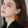 KaFu Dangle Natural Wood Teardrop Geometric Circle Earrings Stainless Steel