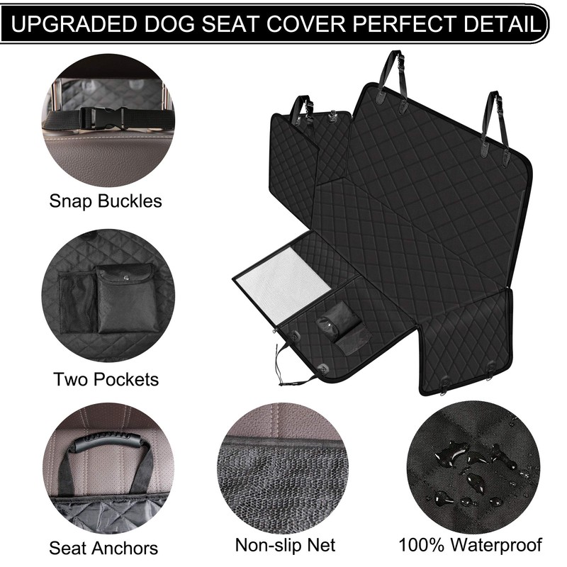 Femuar Dog Car Seat Cover with Storage Pockets Mesh Visual