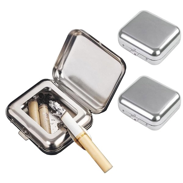 VOVCAMLS 2 Set Portable Ashtray Pocket Ashtray Windproof Ashtray with