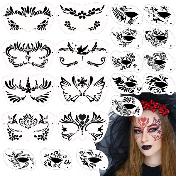OOTSR Pack of 28 Reusable Makeup Stencils, Face Painting Templates