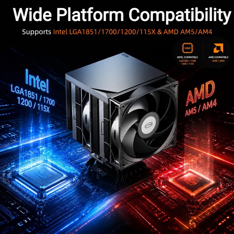 PCCOOLER RT720TC CPU Air Cooler, 270W TDP Dual Tower 7