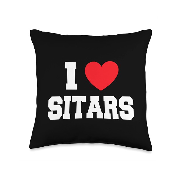 I Love Sitars Throw Pillow