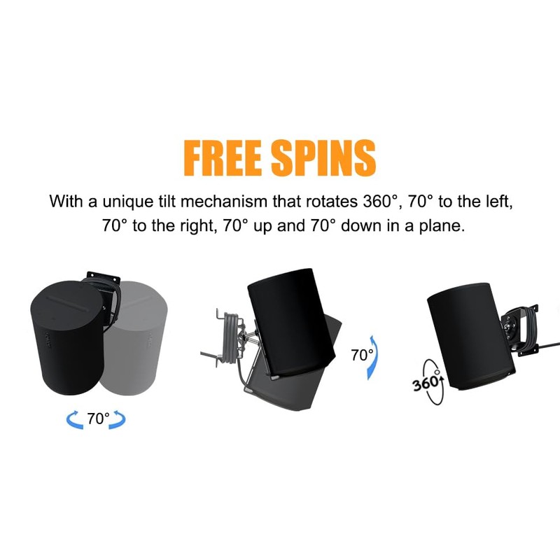 shinar Metal Wall Mount Compatible with Sonos Era 100 Swivels