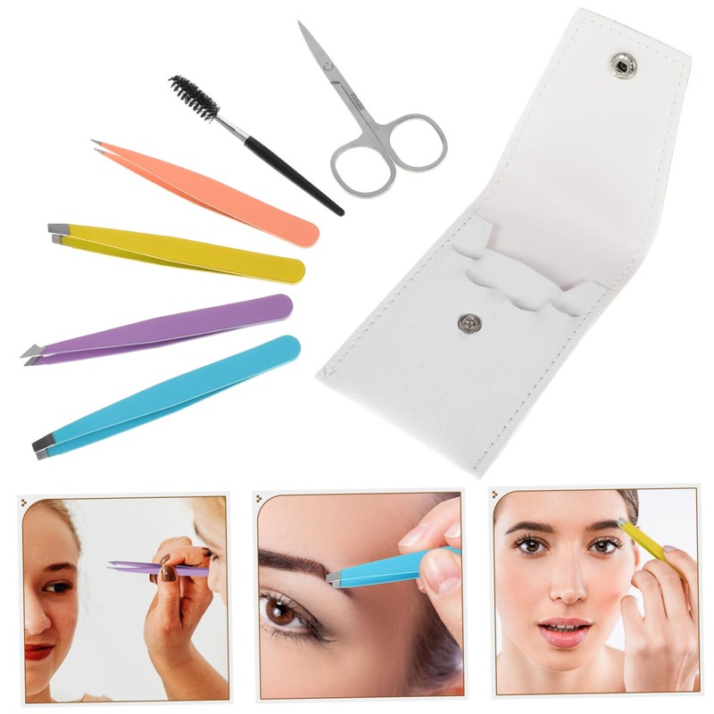 NOLITOY Sets Essential Eyebrow Tweezers Portable Trimming Clamp for Brows