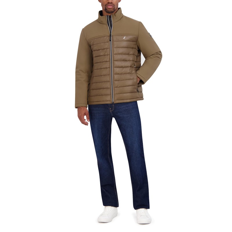 Nautica Men's Lightweight Mixed Media Quilt Jacket