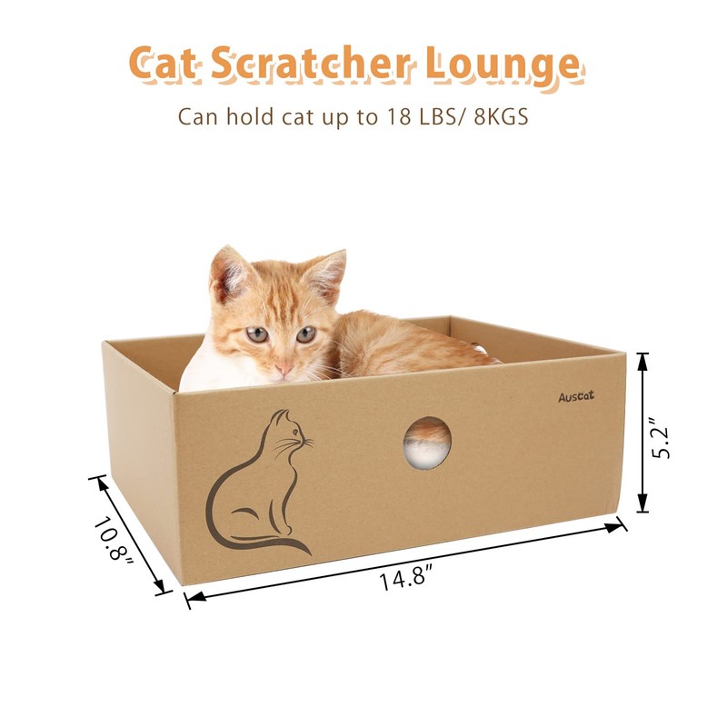 AUSCAT Cat Cardboard Scratcher, 4 PCS Reversible Cat Scratching Boards