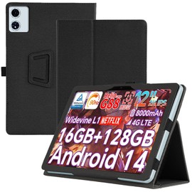 Haofun Case Compatible with Teclast T60 Plus/Odea A12, Ultra Thin PU, Slim and Lightweight Flip Case, Foldable, Back Cover Flip Stand, Slim Protective Case with Hand Strap, Black