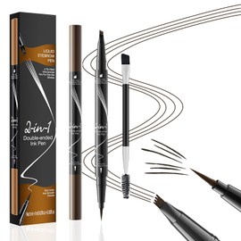MisFun Augenbrauen Stift, 2-in-1 Dual-Ended Microblading Brow Pencil, Wischfest Eyebrow Pencil, Eyebrow Pen für Perfekt Definierte Augenbrauen, mit Gabelspitze Applikator (Dunkelbraun)