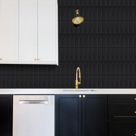 Backsplash Tile for Kitchen Peel and Stick, New Upgrade Premium Matte Black Peel and Stick Backsplash for Kitchen, Stick on Tiles for Backsplash Kitchen, Matte Black (10-Sheet).