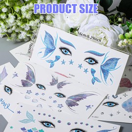 10pcs Butterfly Designs Temporary Tattoos for Women, Ymapinc Fairy Wings Glitter Tattoo Kit for Women Girls, Face Stickers Glitter Makeup, Rave Festival Party Favors Accessories
