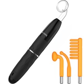 OxyGlow2 - Máquina facial inalámbrica de alta frecuencia - Varita de terapia clínica de piel ProFacial - Neón+Gas Argón (Negro Ónix)