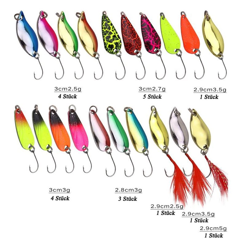 Trout Spoon Set, Artificial Bait Spinner Blinker Set, Fishing Bait