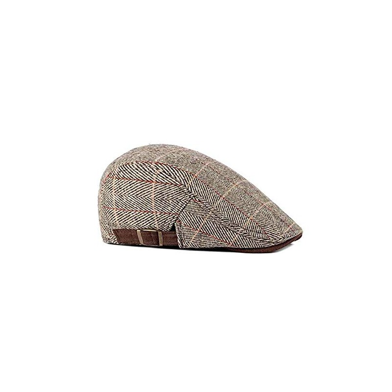 Anshili Men's Flat Cap Women's Checked Ski Hat Newsboy Cap