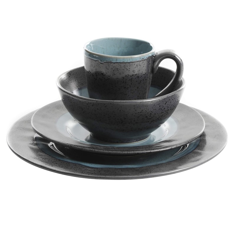 Gibson Elite Dragonstone Round Reactive Glaze Stoneware Dinnerware Set, Service