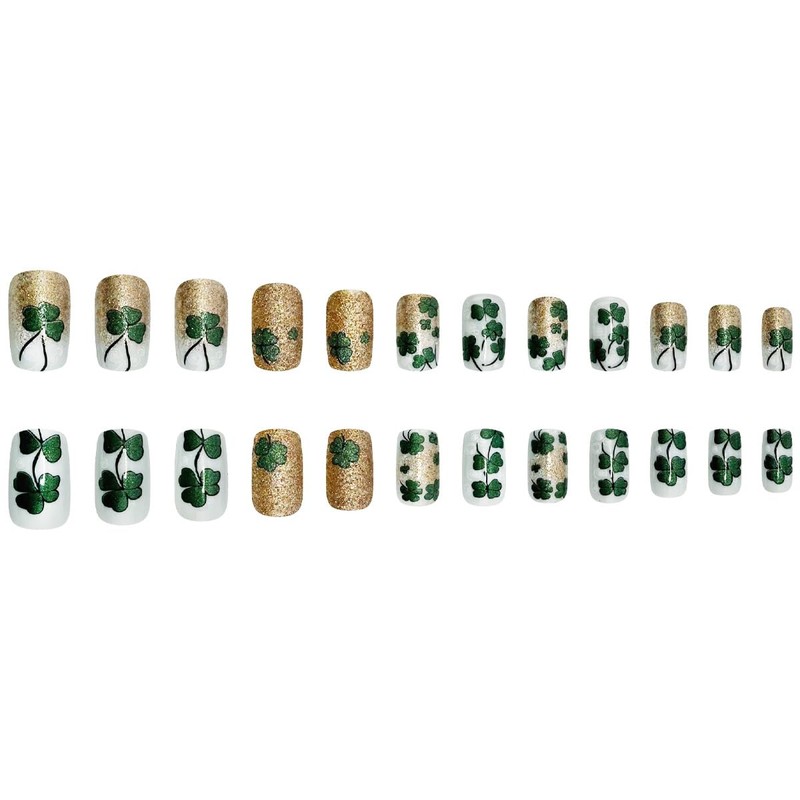 24Pcs St.Parker’s Day Press on Nails Medium Length Square Fake