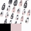 BABALAL Press on Nails Medium Almond Fake Nails Black Glue