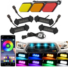 RGB Led Grill Lights Fit for Toyota Tacoma 2015-2023 TRD-Pro or Aftermarket TRD-pro Grills Grille Tacoma Lights+1pcs Emblem (RGB Tacoma Led+1pc Emblem)