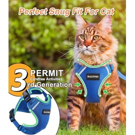Halypet Juego De Arnés Y Correa para Gatos [MAX Safety Third Generation] Correa para Gato Ajustable Suave A Prueba De Escape Chaleco Cómodo...        