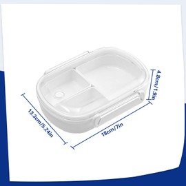 JINGHANGER Pack of 2 Snack Containers with 3 Compartments, 18 x 13.3 x 4.8 cm, Bento Snack Box, Food Storage Containers with Lid, Reusable, Small Snack Containers for Mini Fridge