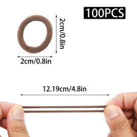 Yinluluna 100PCS Mini Hair Ties, Multicolor Small Soft Hair Elastics Ponytail Holder, Seamless Nylon Bands for Women Girls(Coffee Color)