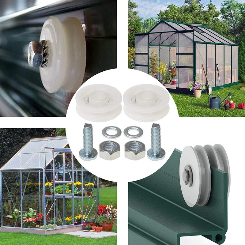 SPARES2GO Greenhouse Sliding Door Wheel Roller Kit (2 x 28mm