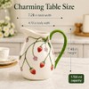 White Strawberry Pitcher Vase Ceramic Jug with Handle | Home