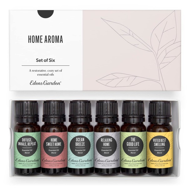 Edens Garden Home Aroma Essential Oil 6 Set, Best 100% Pure Aromatherapy Diffusion Kit (for Diffuser & Therapeutic Use), 10 ml Set of 6