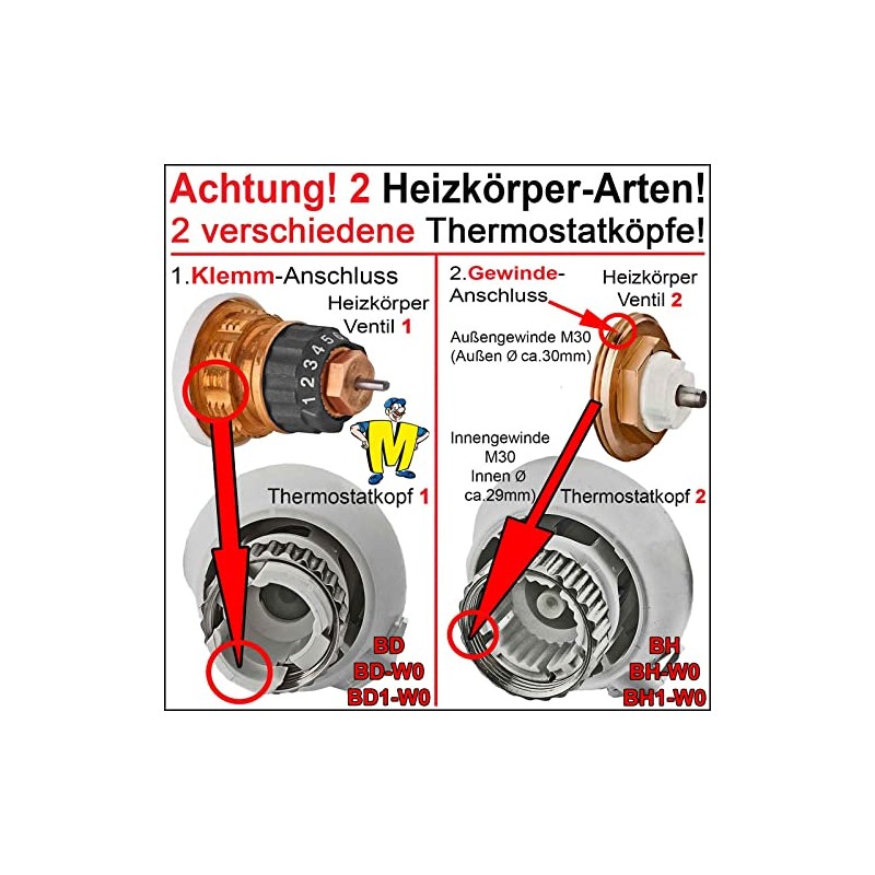 Buderus Thermostatic Head BH1-W0 with Threaded Connection M 30 x