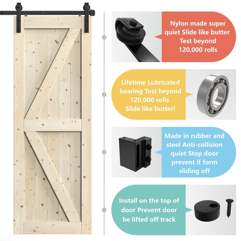 WINSOON 13FT Antique Double Sliding Barn Door Hardware Roller Track