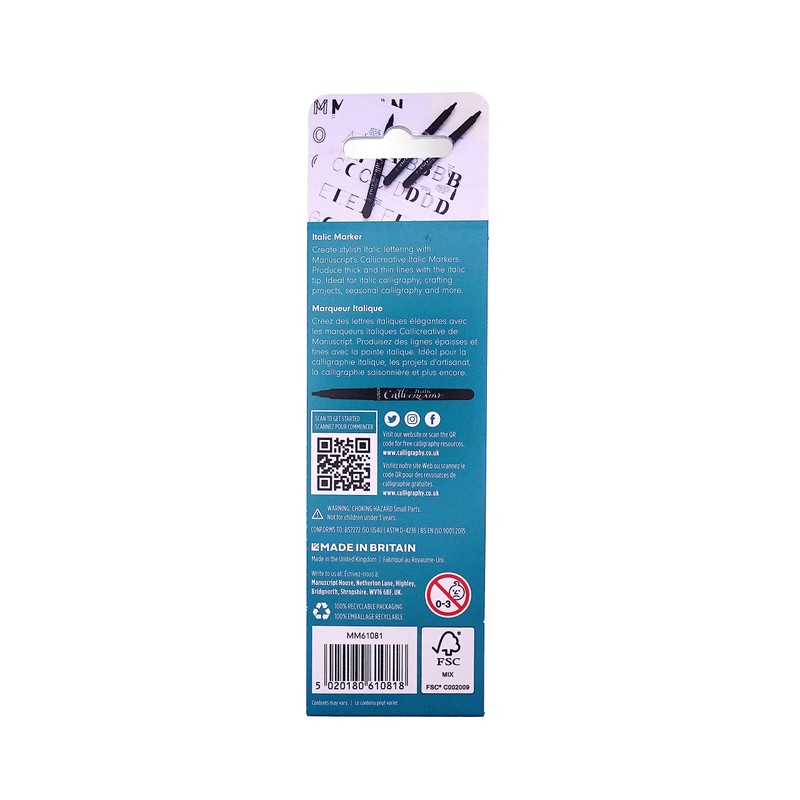 MANUSCRIPT Callicreative Italic Crafter Markers (Medium Tip, Black)