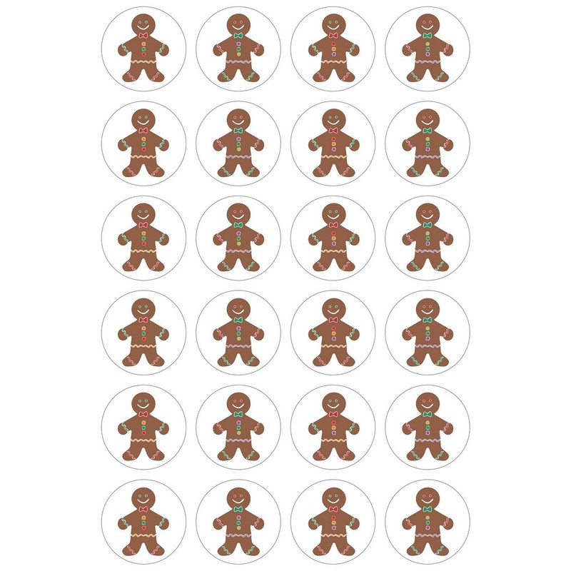 Hygloss Products Winter Christmas Gingerbread Man Stickers - 72 Sticker