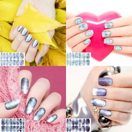 Maitys 168 Pcs 12 Sheets Full Wrap Nail Stickers Polish Strips Gradient Stickers Glitter Self Adhesive DIY Gel Nail Strips Decals with 1 Pcs Fingernail Files for Holiday Decor(Fresh Style)