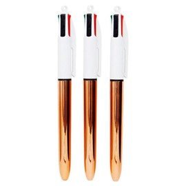 BIC B159893 – Set of 3 4 Colour Ballpoint Pens, Rose Gold