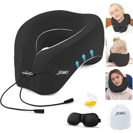 jiaao Neck Pillow Airplane with 360-Degree Head Support, Memory Foam 2-in-1 Travel Pillow, Portable Adjustable Neck Pillow for Airplane, Car, Train, Bus Trip and Home Use-Grey - Color: Light Pink