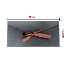 10 Pack Black Kraft Paper Envelopes with Ribbons, Invitation Envelopes for Festival and Party - Black
