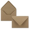C7 envelopes, pointed flap, wet glue.