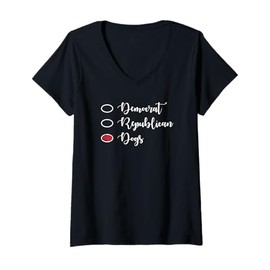 Womens Political Dog Lover Funny Democrat Republican Dogs V-Neck T-Shirt