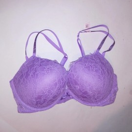 Victoria's Secret Victoria Secret Bra 34D Bombshell Push Up Purple Shine Strap Lace Bling Adds 2 C