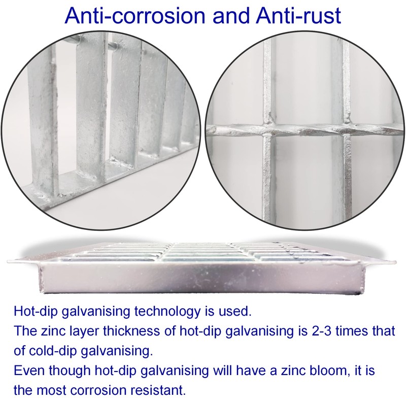 MOSINSBO Galvanized Steel Drain Grate with Base, 12x12 Outdoor Drain