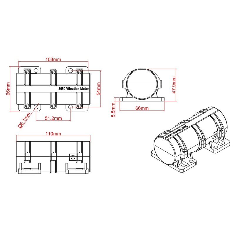 12V DC Vibration Motor, 3800RPM Mini Vibration Motor with Adjustable