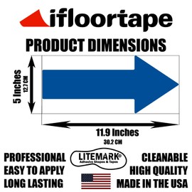 LiteMark Removable Arrows, Blue, Large Size Arrow Sticker, Direct Traffic and Promote Safety - (12 Inch Pack of 30 Arrows)