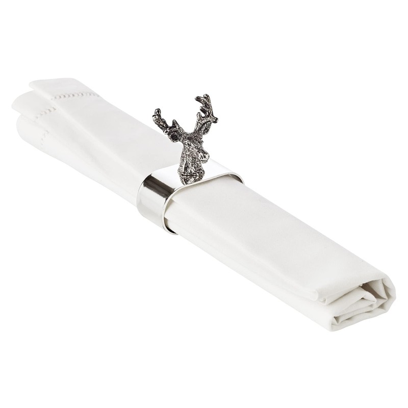 EDZARD Set of 2 Napkin Rings Stag Elegant Silver-Plated Length