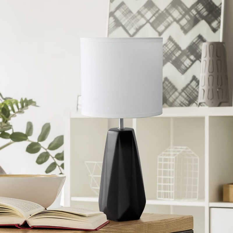 Simple Designs LT2082-BLK Ceramic Prism Table Lamp, Black
