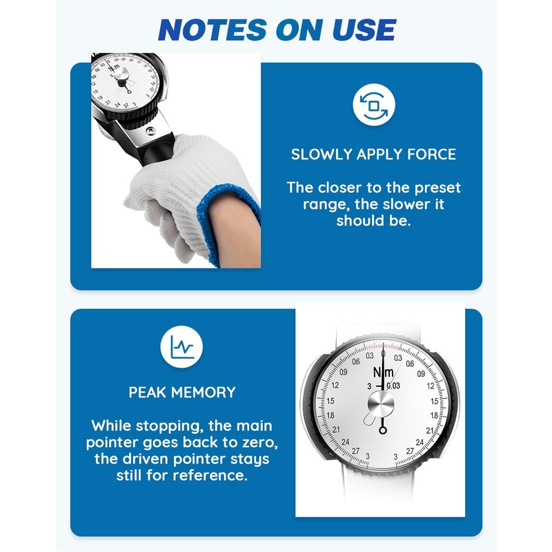 NEWTRY Dial Torque Wrench, 0.3-3N.m Dial Indicator Torque Wrench with