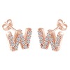 Round Cut White Cubic Zirconia Alphabet"W" Initial Letter Stud Earrings