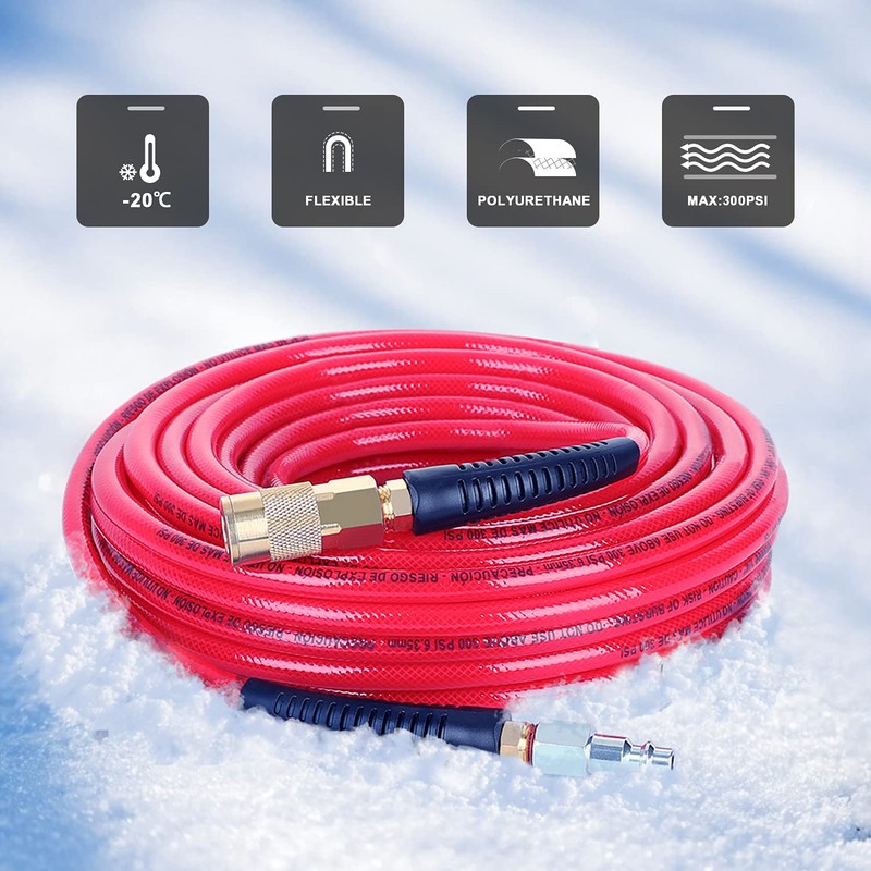 Hromee 1/4-Inch x 50 Feet Polyurethane Air Hose with Bend